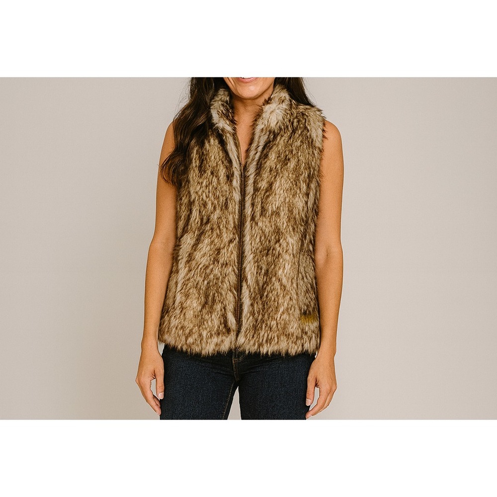 Charolette Russe Faux Fur Vest Zipper Womens Size XL